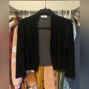 Lightweight Calvin Klein Black Velvet Cropped Jacket Size S